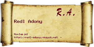 Redl Adony névjegykártya